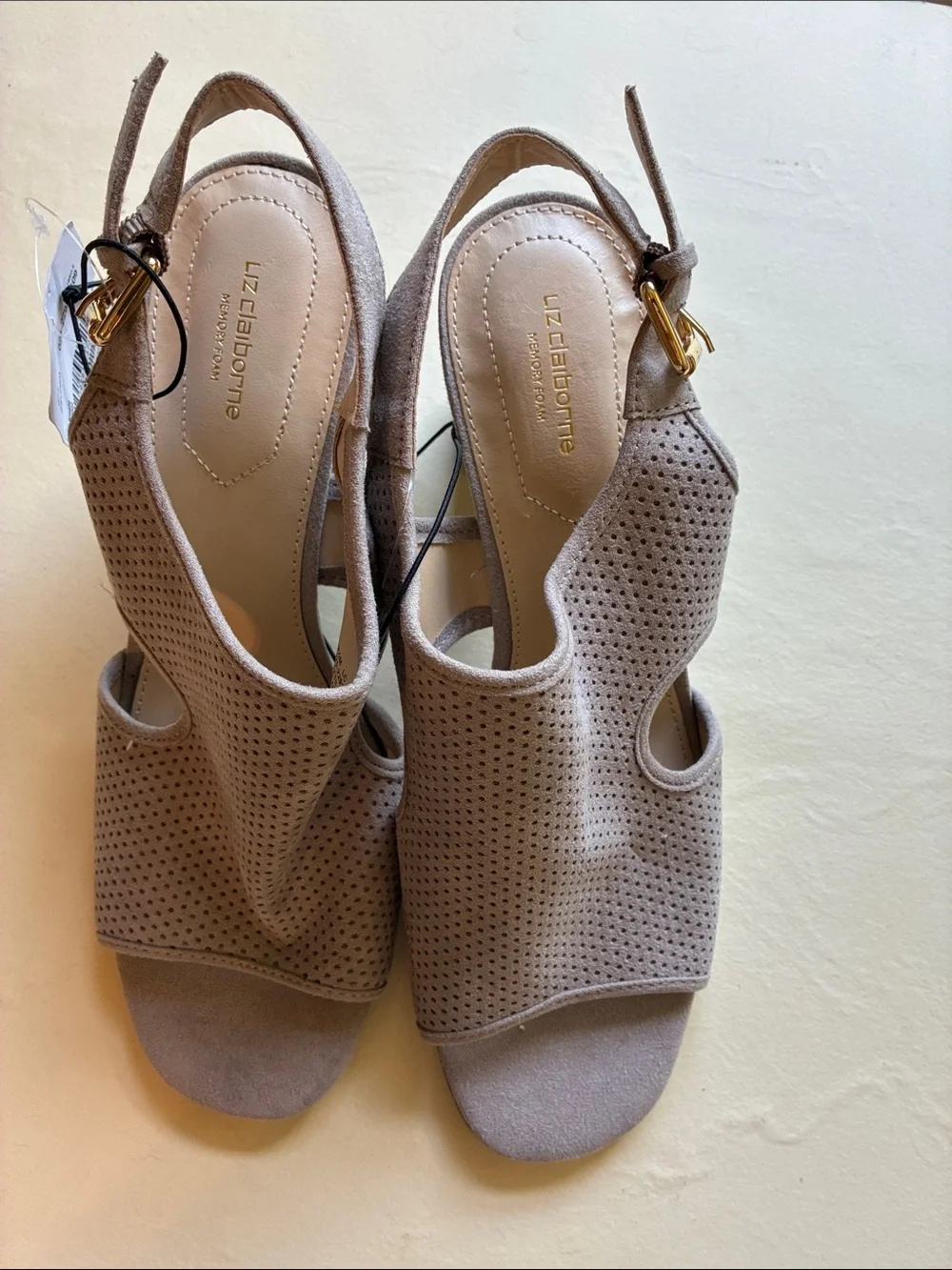 Liz Claiborne Beige Perforated Slingback Heels